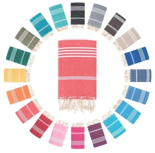 Darido Turkish Asciugamano hammam fatto a mano - Asciugamano da sauna, bagno e spiaggia XXL 100 x 200 cm - 100% cotone - Leggero, morbido e assorbente - Multiuso e pratico