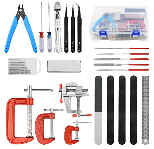 BGTXINGI 33-teiliges Modellierwerkzeug-Set Gundam Modell-Werkzeug-Set mit Kunststoff-Box, Hobby-Modellbau, BAU, und Befestigung