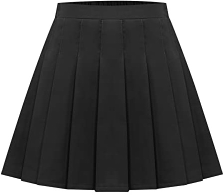 Maeau Plissee Rock Kurz Mädchen Schulmädchen Faltenrock Tennis Schule Röcke Elastische Hohe Taille Kinder Gefaltete Minirock Skater mit Integrierter Shorts Sommer Frühling Herbst Schwarz 8-9 Jahre