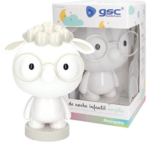 gsc evolution - Luz nocturna infantil LED Ovejita RGB con intensidad regulable y batería recargable, 7 modos de luz, Lámpara de mesa, lámpara portátil y decoración para habitación Regalo para niños
