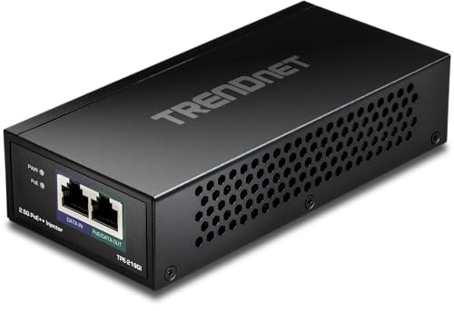 TRENDnet 2.5G PoE++ Injector, TPE-219GI, Supplies (90W), (30W),(15.4W), 2.5GBASE-T RJ-45 Port, IEEE 802.3bt/802.3at/802.3af Compliant, Metal Housing, Network a Device up to 100m (328 ft.), Black