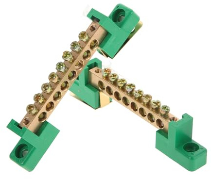 GARVALON Tierra de Cobre Kit de 2 Barras Colectoras 6 Terminales para Bloques de Terminales de Cobre en Caja de Distribución y Equipos Eléctricos