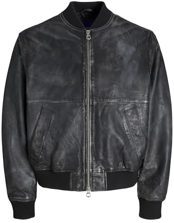 JACK & JONES Jorleather Bomber Jkt Styd Aw24, Nero, M Uomo