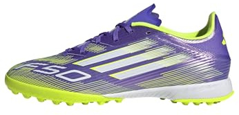 adidas Unisex F50 League Turf Football Boots, Purple Rush/Cloud White/Lucid Lemon, 8 UK