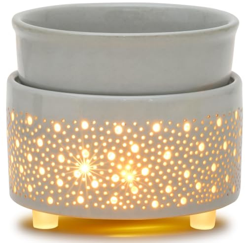 Geronland Electric Ceramic 3-in-1 Wax Melt Burner Warmer Glow-Gray