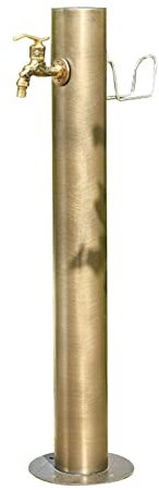 Columna de grifo de acero inoxidable para exteriores con soporte para manguera de jardín, diseño retro, columna de agua vertical para grifos y fuentes al aire libre