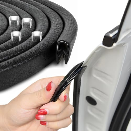 Protector de Puerta de Coche U-Forma, Coche Puerta Sello Protección de Borde Anti Choques Traje para la mayoría del Coche Negro - 5m, Negro, Goma Universal