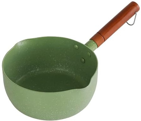 Liten gryta nonstick kastrull återanvändbar kastrull mjölkkastrull med trähandtag såspannor japansk kastrull för spis topp nudel mat matlagning (avokado grön)