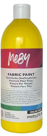 Stoffmalfarbe 500 ml – Textilfarbe für helle Stoffe, waschbeständig & bügel-fixierbar (Gelb)