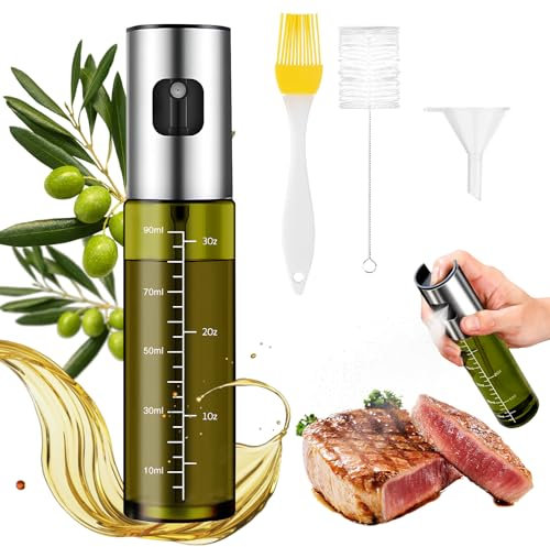 CenYouful Ölsprüher für Kochen, Grünes UV-Schutz Glas Öl Sprühflasche, 100% BPA frei Ölsprüher für Speiseöl, Küche Ölsprühflasche für Heißluftfritteuse, Oil Sprayer mit Skala & Trichter, Ölspray