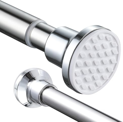Extendable Shower Curtain Rod 168-316cm Stainless Steel Shower Curtain Pole Spring Tension Rod Adjustable Telescopic Pole No Drilling for Bathroom Bedroom Window Closet Kitchen Wardrobe