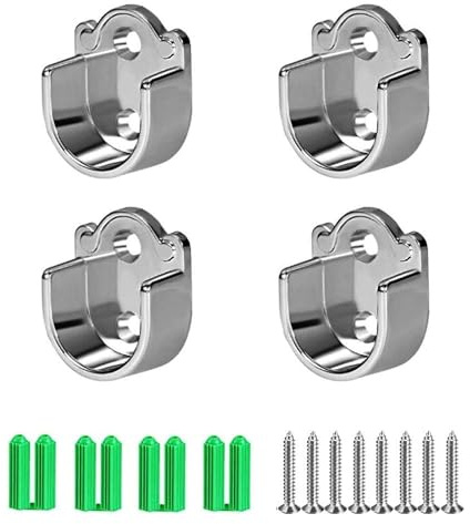 txuzong Lot de 4 supports de tringle à vêtements en forme de U en alliage de zinc avec bride pour tringles à rideaux, tringles d'armoire et salle de bain - Montage mural pour balcon, armoire et salle