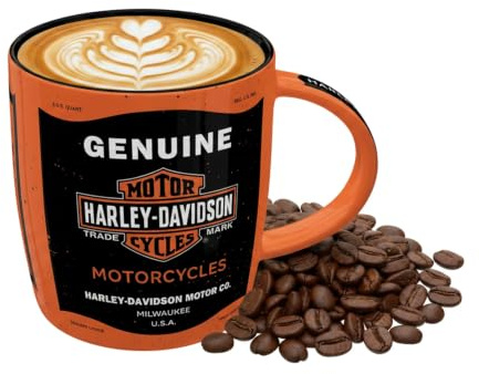 Nostalgic-Art Tazza da caffè retrò, 330 ml, Harley-Davidson – Genuine Motorcycles – Idee regalo per biker, Official License Product (OLP), tazza in ceramica, design vintage
