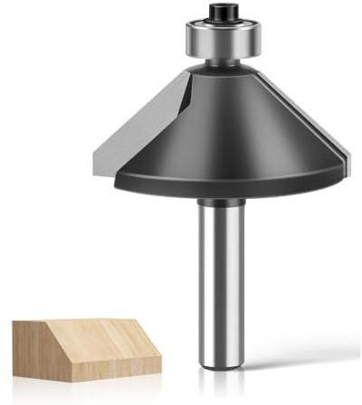 Fasfräs, 45 graders fas/rävkantning router-bit med 8 mm skaft, spårfräs router bit träskärverktyg med kullager för barrträ, lövträ, Ø 44 mm