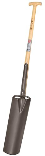Idealspaten Ideal - Vanga di drenaggio con tiel a T in Frassino da 85 cm e pedalata | Autoaffilante - Uno specialista per Scavare Fori Stretti e Profondi | Trincee per canali Via Cavo o tubazioni