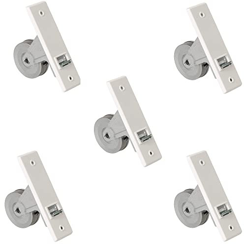 Rollwin 5x Rolladen Gurtwickler Unterputz 135mm Lochabstand - aus Deutschland - mit Gurtwickler Abdeckung Weiß - ohne Gurt - für 23mm Rolladengurt geeignet - Rollo Wickler mit Abdeckblende