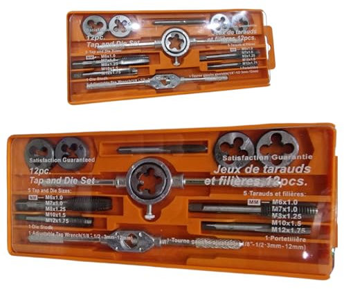 KIT FILIERA PROFESSIONALE FILETTATURA MASCHI E FEMMINE KIT 12 PZ FILIERE IN ASTUCCIO