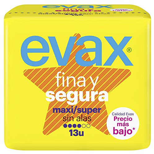 Evax Fina Y Segura Compresas Superabsobentes Super/Maxi, Neutralizan El Olor, Ultrafinas, 13 Unidades