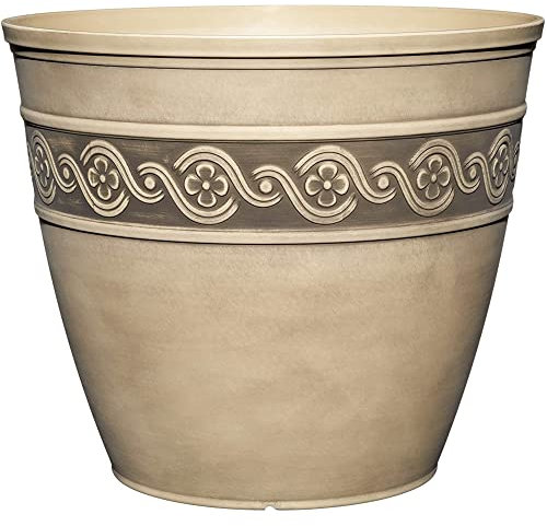 Classic Home & Garden Planter, Resin Stone, Ivory Ash, 10 Round