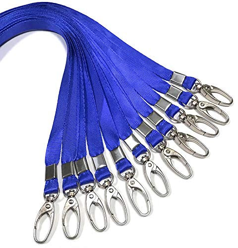 50 Pcs Lanyards Blue Lanyard for Id Badges Nylon Lanyard Bulk Clip Swivel Hook for Office Id Badges Key Chains