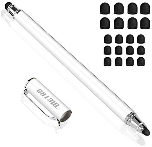 METRO 2 in 1 Premium Eingabestift Touchstift Stylus mit 20 X Ersatzspitzen für iPhone ipad Samsung Galaxy Smartphones und Tablets (Weiß)