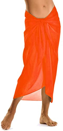 TOSKATOK Womens Girls Sexy Stylish Beach Cover up Sarong Skirt Dress-Orange