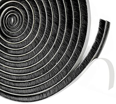 Bürstendichtung Türdichtung Selbstklebend 9 mm(B) x 5 mm(D) x6M(L), Türbodendichtung Insektenschutz, Dichtungsbürste für Tür, Fenster, Kleiderschränk,zugluftstopper für türen