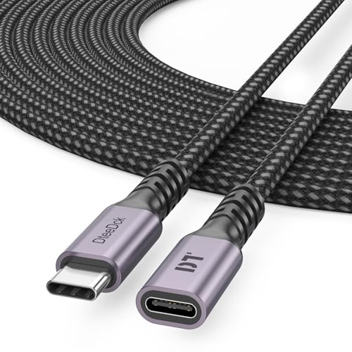 DteeDck USB C-förlängningskabel 15 m, uppgraderad USBC-typ C-förlängning 100 W laddning 4 K @ 60 Hz hane till hona flätad kabelförlängare USB3.2 Gen2 för bärbar dator surfplatta mobiltelefon och mer