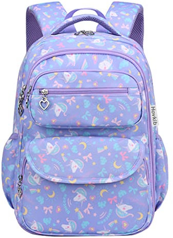 Hovkib Schulrucksack für Mädchen, Kinder Schulranzen Grundschultaschen Kinderrucksack Studenten Rucksäcke Leichte Büchertasche Druck Teenager Tagesrucksack für Alter 5-12 Jahre