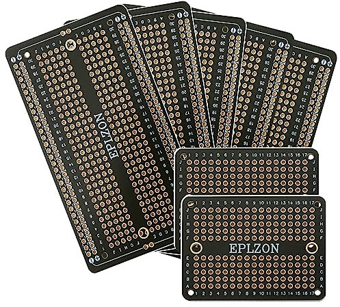 EPLZON Prototype Board Lötbares Breadboard Doppelseitig Leiterplatte PCB Circuit Board zum Schweißen von Arduino, DIY elektronische Artikel(5 Stück + 2 Stück,Schwarz)