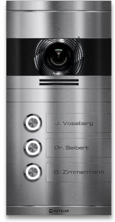 Metzler Video Türsprechanlage 3 Familienhaus | Türklingel mit Kamera FullHD | Opt. 7 Monitor | Smartphone App | Mit Anschluss für Türöffner | Anschluss: LAN POE | V2A Edelstahl | VDM10 2.0 Colson