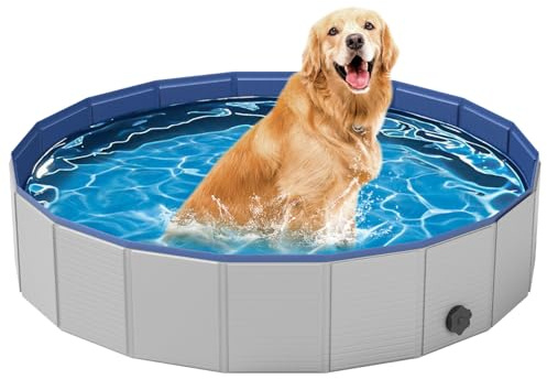Dog Pool for Medium Dogs, Foldable Plastic Pool for Dogs Slip-Resistant (40''x 12'')