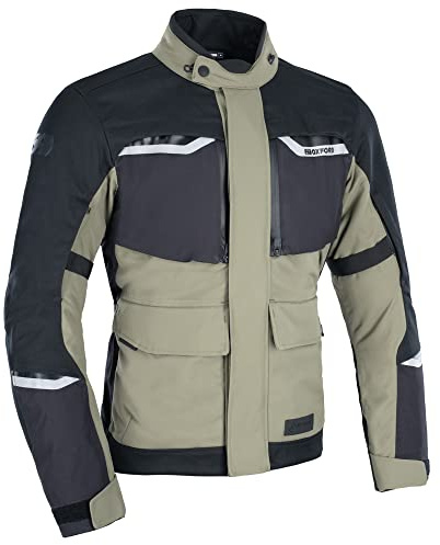Oxford Herren Mondial 2.0 Dry2Dry Laminat Motorradjacke, Schwarz/Oliv, L