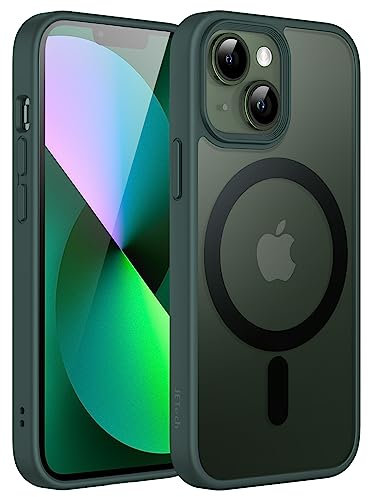 JETech Magnetic Case for iPhone 13 mini 5.4-Inch Compatible with MagSafe, Translucent Matte Back Slim Shockproof Phone Cover (Dark Green)