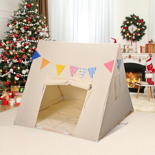 Yontwe Dreieckszelt für Kinder Kinderzelt für Drinnen mit Matte Innenzelte Kinderspielhaus faltbares Kinder Spielhaus Indoor für Mädchen und Jungen Kinderzimmer Dekor- Lesezelt, Spielzimmer