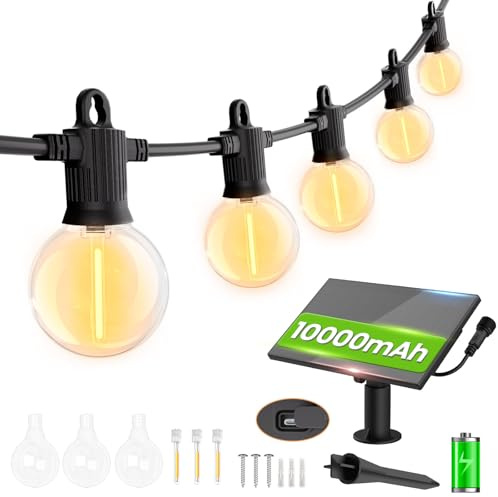 ZOTOYI Solare Catena Luminosa Esterno 45m/150ft, 4 Modalità con 60+3 LED G40 Luci Esterno Energia Solare, ip65 Impermeabile & Infrangibile Luci Solari Esterno per Patio, Jardin, Balcon, Fête