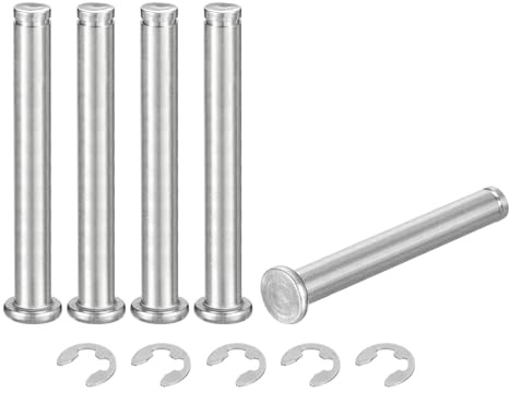 QUARKZMAN 5Set M8x65mm Perno Posizionamento Cilindrico Elastico Albero Acciaio Inossidabile 304, Perno Posizione Cilindro Cerniera Scanalato Testa Piatta con Ring Fissaggio Clip E, Argento