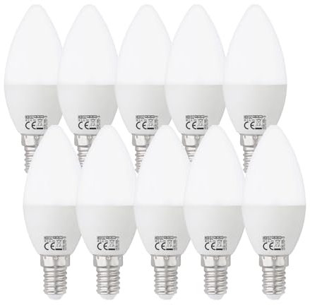 Horoz Electric E14 LED Lampe 6W (ersetzt 60W), 510 Lumen, Kerze Milch Glas Leuchtmittel in Kerzenform 6500K Kaltweiß Birne Lampen, 180° Grad Strahlwinkel Glühbirnen Kerzenbirnen 10er-Pack
