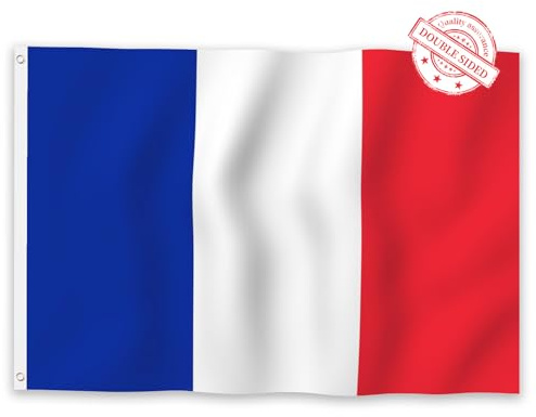 Aoihrraan Bandera Francesa 90x150cm Doble Cara Color Brillante Celebración Al Aire Libre Bandera Francesa Porche Decorado Bandera Nacional