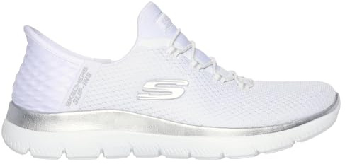 Skechers Damen Summits Diamond Dream Turnschuhe, White Mesh/Silver Trim, 37.5 EU Weit