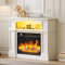 YITAHOME Electric Fireplace, White Electric Fire and Surround 23 inch Heating Modern Realistic LED Flame, with Timer and 16 Color LED Light Strip and Remote Control 30.5D x 100W x 79H cm