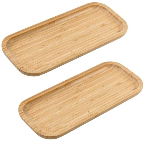 YBCCBY 2 Pièces Plateau en Bambou Rectangulaire - Plateau de Service en Bois pour Articles de Toilette et Rangement Décoratif 30 * 13 * 2CM