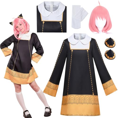 Zinueen Anya, Costume da Cosplay, per Adulti, con Parrucca, Copricapo e Calzini, per Halloween, Carnevale e Donne e Ragazze (M)
