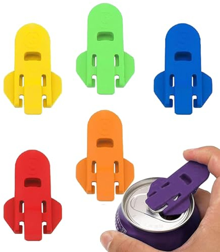 Manuell enkel burköppnare, läsk ölburköppnare, dryckesburk-toppringöppnare, bärbar färgglad soda ölburksöppnare, set med 6 dryckesburksöppnare för öl-soda, manuell burkö