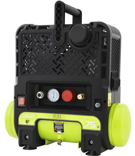 6L Air Compressor,1HP Ultra Quiet and Oil-Free Air Compressor,115PSI Max Pressure,75 dBA Noise Level,Oil Free Compressor Tank for Auto Repair, Tire Inflation, Spray Painting, Woodwork Nailing