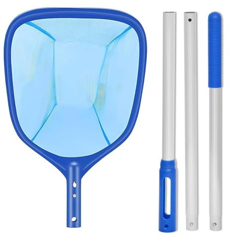 Celvibe Épuisette de piscine fine avec manche télescopique, poteau en alliage d'aluminium épais, pour nettoyage de piscine, spa, bassin (145 cm)
