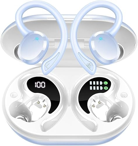 Cuffie Bluetooth 5.4 Sport, Auricolari Bluetooth con 3D Bass Stereo, 48 Ore Cuffie Wireless con 4 ENC HD Mics, IP7 Impermeabile Cuffiette HiFi con Display LED, Cuffie Senza Filo per Palestra/Running