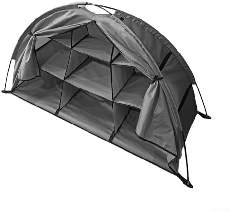 Gdfnmogo Tela con 9 estantes más almacenamiento al aire libre para llevar Oxford Gear Rv gris organizador para tienda de campaña plegable más bolsa de tienda de campaña