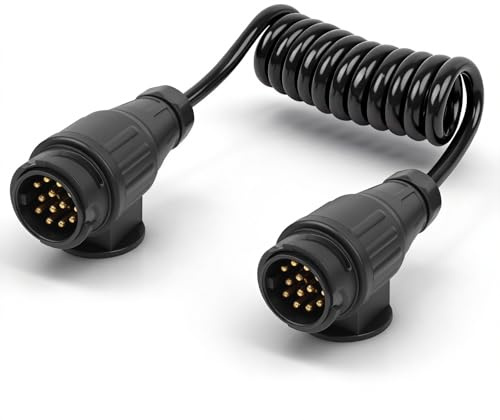 Qiping Cavo per rimorchio a 13 Pin con Spina da 1,8 m, Cablaggio per rimorchio a 13 Pin, Spina per rimorchio a 13 Pin su Cavo Adattatore con Spina a 13 Pin per rimorchi, roulotte, autocarri