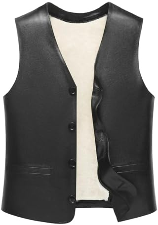 Hndudnff Chaleco de piel de cordero para hombre, sin mangas, cálido, de invierno, 2, L